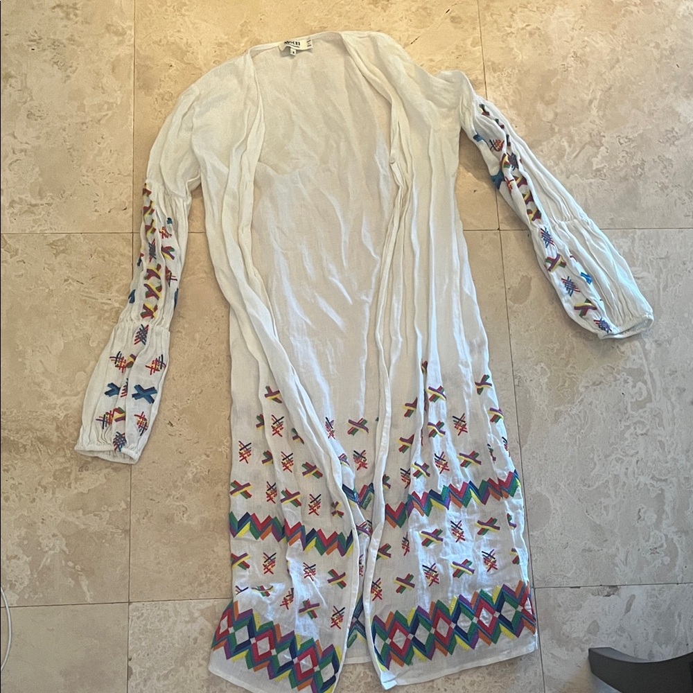 Chic Embroidered Cream Cardigan